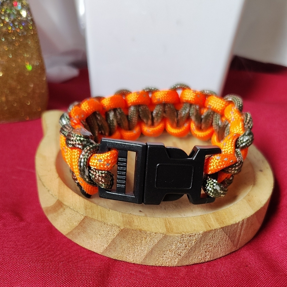 Vibrant Orange and Black Cobra Weave Jewelry Bracelet